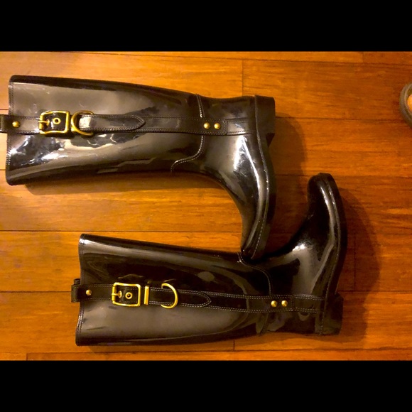 Coach Rainboots Size 6, 15.5 inches high